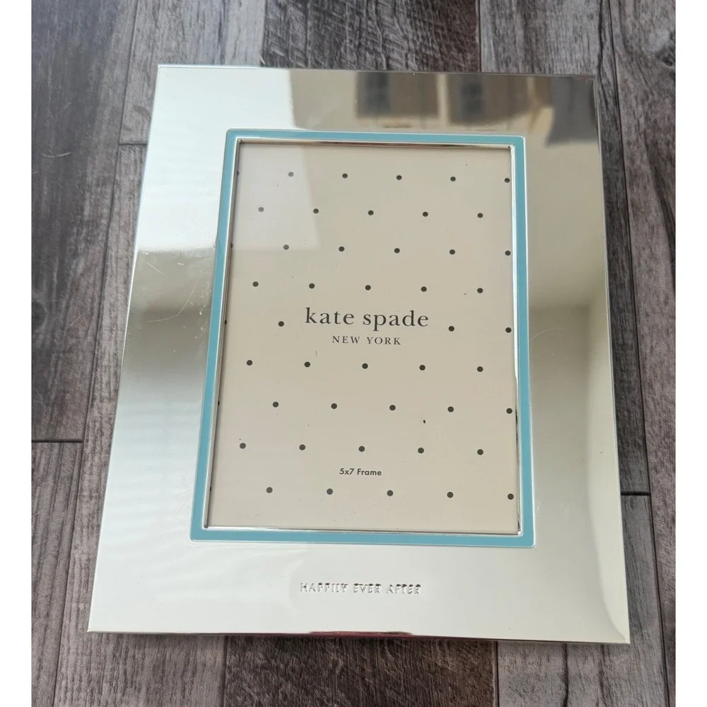 Kate Spade Picture Frame 5x7 Silver Happily Ever After Wedding Gift Decor